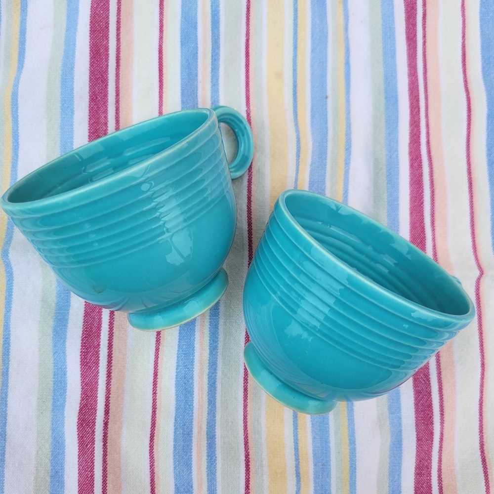 Fiesta Turquoise Teacups ~ Vintage Fiestaware ~ Farmhouse ~ Cottage ~ Rustic